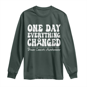 Brain Cancer Awareness Long Sleeve Shirt Fight Brain Tumor Cure Groovy TS10 Dark Forest Green Print Your Wear