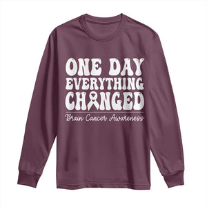 Brain Cancer Awareness Long Sleeve Shirt Fight Brain Tumor Cure Groovy TS10 Maroon Print Your Wear