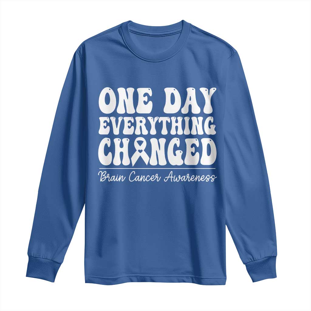 Brain Cancer Awareness Long Sleeve Shirt Fight Brain Tumor Cure Groovy TS10 Royal Blue Print Your Wear