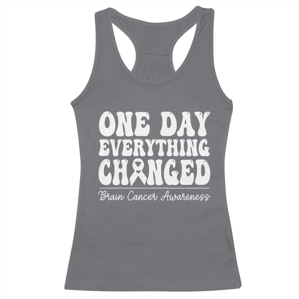 Brain Cancer Awareness Racerback Tank Top Fight Brain Tumor Cure Groovy TS10 Charcoal Print Your Wear