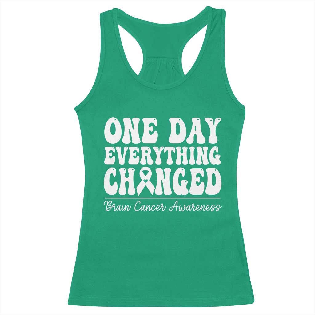 Brain Cancer Awareness Racerback Tank Top Fight Brain Tumor Cure Groovy TS10 Irish Green Print Your Wear