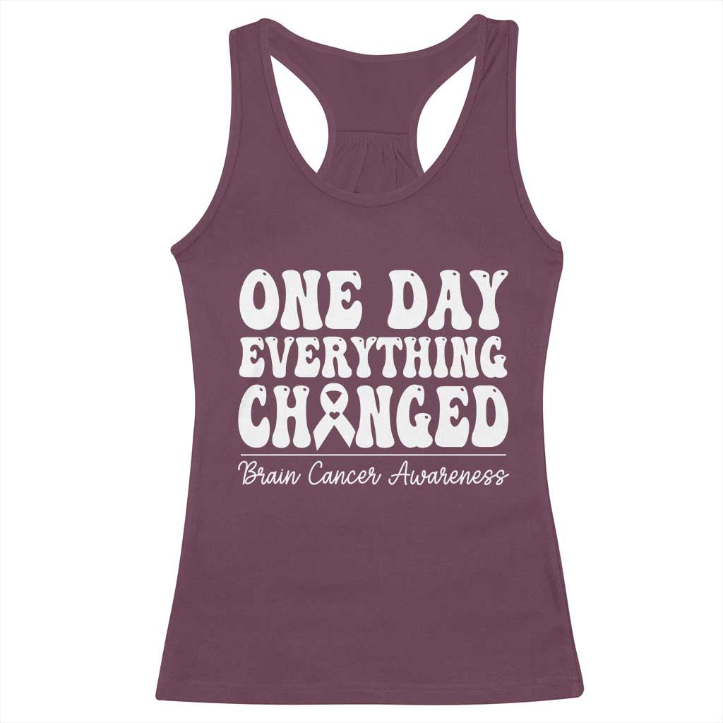 Brain Cancer Awareness Racerback Tank Top Fight Brain Tumor Cure Groovy TS10 Maroon Print Your Wear