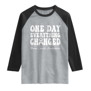 Brain Cancer Awareness Raglan Shirt Fight Brain Tumor Cure Groovy TS10 Heather Gray Black Print Your Wear