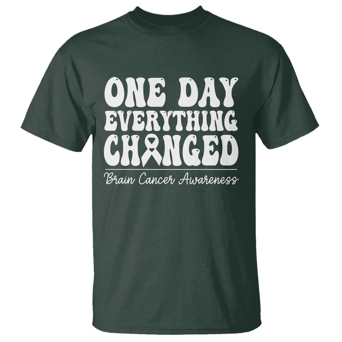 Brain Cancer Awareness T Shirt Fight Brain Tumor Cure Groovy TS10 Dark Forest Green Print Your Wear