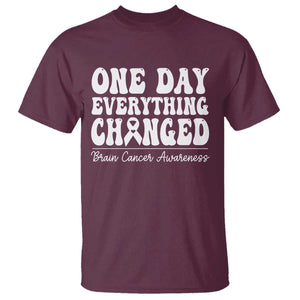 Brain Cancer Awareness T Shirt Fight Brain Tumor Cure Groovy TS10 Maroon Print Your Wear