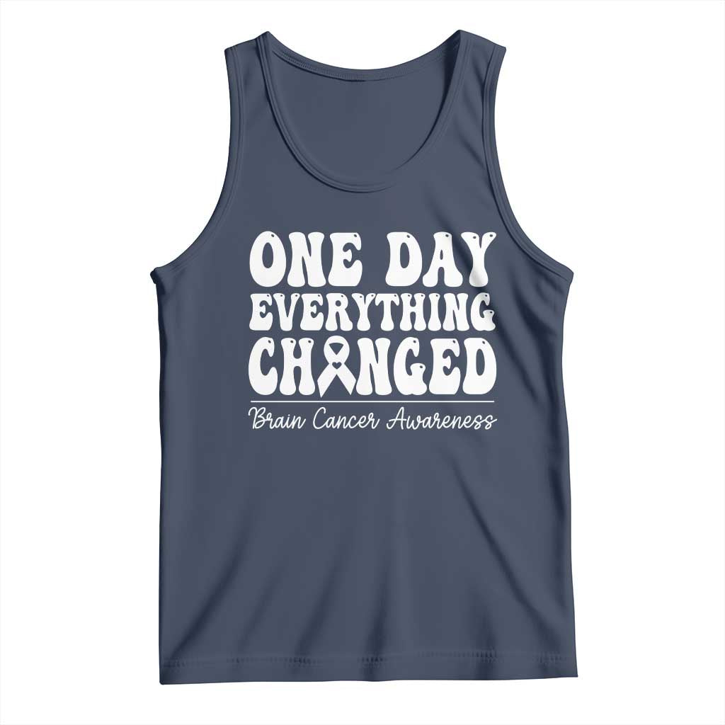 Brain Cancer Awareness Tank Top Fight Brain Tumor Cure Groovy TS10 Navy Print Your Wear