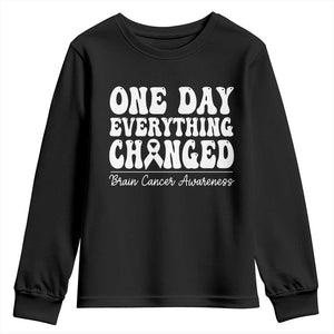 Brain Cancer Awareness Youth Sweatshirt Fight Brain Tumor Cure Groovy TS10 Black Print Your Wear