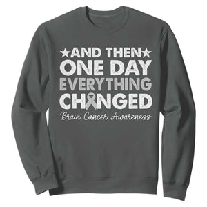 Brain Cancer Awareness Sweatshirt Retro Fight Brain Tumor Cure Gray Ribbon TS10 Dark Heather Print Your Wear