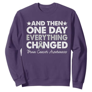 Brain Cancer Awareness Sweatshirt Retro Fight Brain Tumor Cure Gray Ribbon TS10 Purple Print Your Wear