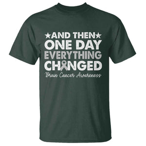 Brain Cancer Awareness T Shirt Retro Fight Brain Tumor Cure Gray Ribbon TS10 Dark Forest Green Print Your Wear