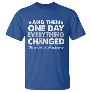 Brain Cancer Awareness T Shirt Retro Fight Brain Tumor Cure Gray Ribbon TS10 Royal Blue Print Your Wear