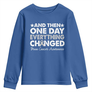 Brain Cancer Awareness Youth Sweatshirt Retro Fight Brain Tumor Cure Gray Ribbon TS10 Royal Blue Print Your Wear