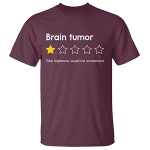 Brain Tumor T Shirt One Star Would Not Recommend Brain Cancer Awareness TS10 Maroon Print Your Wear