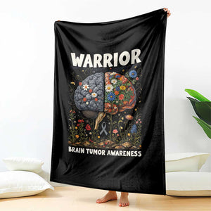 Brain Tumor Warrior Throw Blanket Gray Ribbon Brain Cancer Awareness TS10 Print Your Wear
