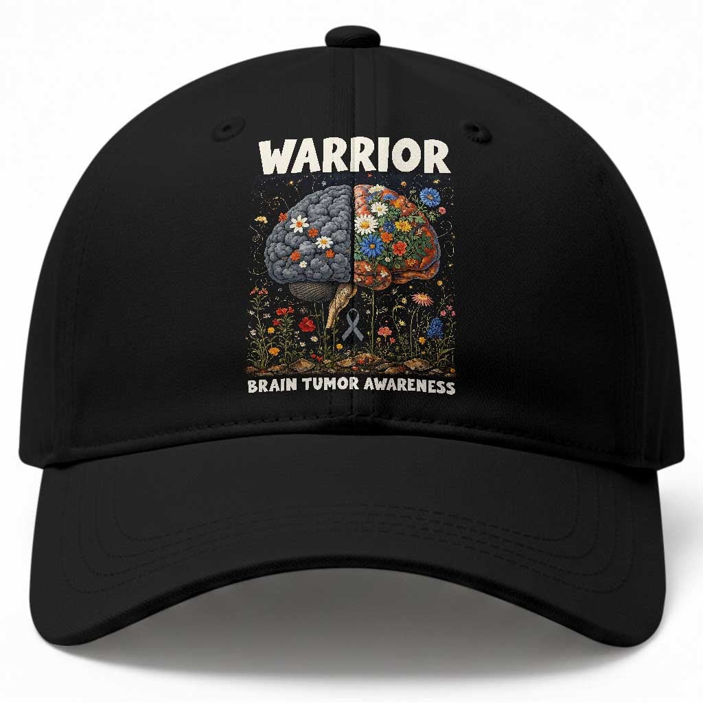 Brain Tumor Warrior Baseball Cap Gray Ribbon Brain Cancer Awareness TS10 Print Your Wear