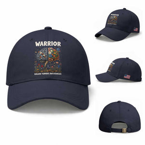 Brain Tumor Warrior Baseball Cap Gray Ribbon Brain Cancer Awareness TS10 Baseball Cap Universal Fit Navy Print Your Wear