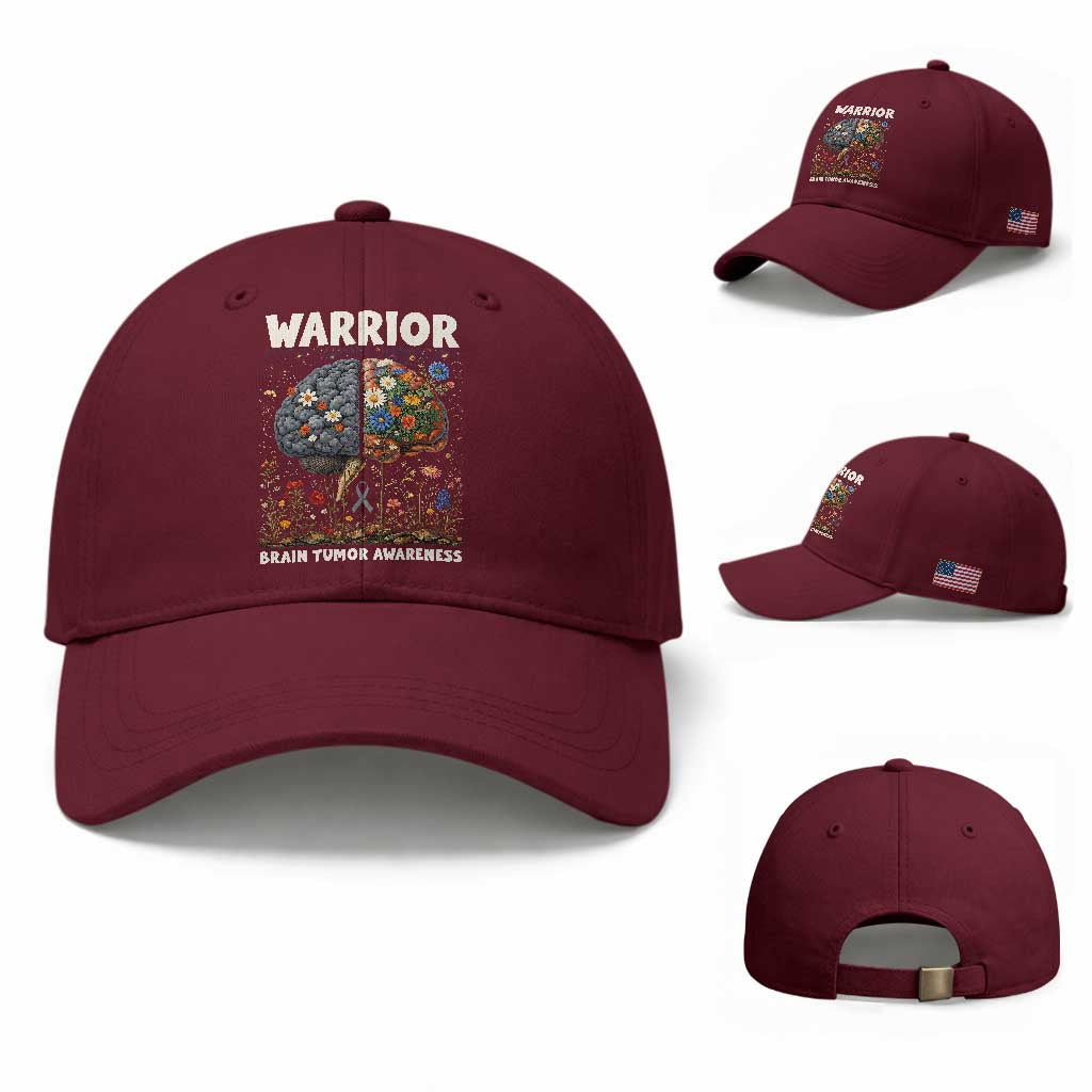 Brain Tumor Warrior Baseball Cap Gray Ribbon Brain Cancer Awareness TS10 Baseball Cap Universal Fit Maroon Print Your Wear