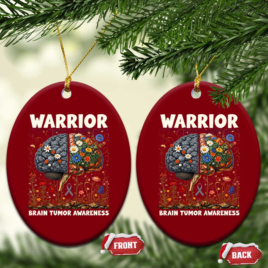 Brain Tumor Warrior Ceramic Ornament Gray Ribbon Brain Cancer Awareness TS10 Print Your Wear
