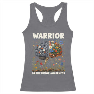 Brain Tumor Warrior Racerback Tank Top Gray Ribbon Brain Cancer Awareness TS10 Charcoal Print Your Wear