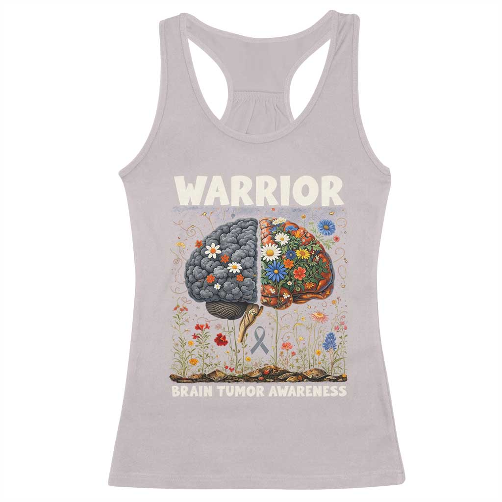 Brain Tumor Warrior Racerback Tank Top Gray Ribbon Brain Cancer Awareness TS10 Ice Gray Print Your Wear