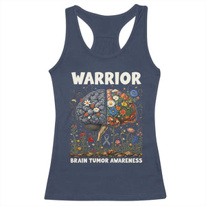 Brain Tumor Warrior Racerback Tank Top Gray Ribbon Brain Cancer Awareness TS10 Navy Print Your Wear