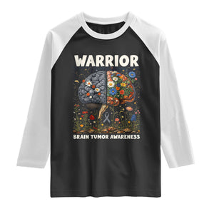 Brain Tumor Warrior Raglan Shirt Gray Ribbon Brain Cancer Awareness TS10 Black White Print Your Wear