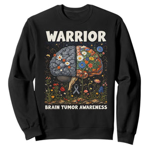 Brain Tumor Warrior Sweatshirt Gray Ribbon Brain Cancer Awareness TS10 Black Print Your Wear