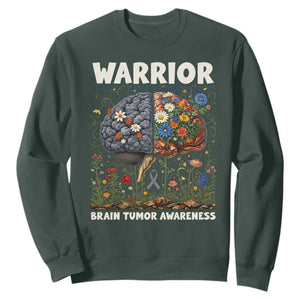 Brain Tumor Warrior Sweatshirt Gray Ribbon Brain Cancer Awareness TS10 Dark Forest Green Print Your Wear