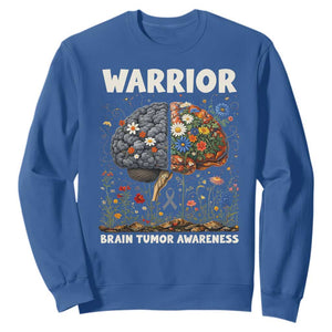 Brain Tumor Warrior Sweatshirt Gray Ribbon Brain Cancer Awareness TS10 Royal Blue Print Your Wear