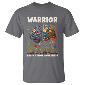 Brain Tumor Warrior T Shirt Gray Ribbon Brain Cancer Awareness TS10 Charcoal Print Your Wear