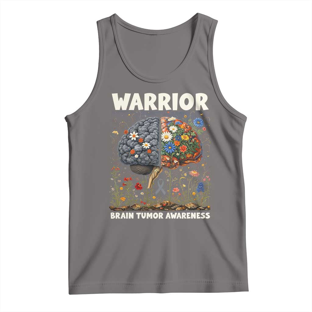 Brain Tumor Warrior Tank Top Gray Ribbon Brain Cancer Awareness TS10 Deep Heather Print Your Wear