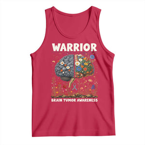 Brain Tumor Warrior Tank Top Gray Ribbon Brain Cancer Awareness TS10 Red Print Your Wear