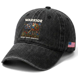 Brain Tumor Warrior Washed Cotton Baseball Cap Gray Ribbon Brain Cancer Awareness TS10 Print Your Wear