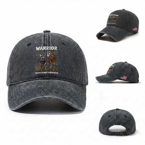 Brain Tumor Warrior Washed Cotton Baseball Cap Gray Ribbon Brain Cancer Awareness TS10 Washed Cap Universal Fit Dark Gray Print Your Wear