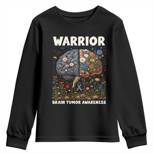 Brain Tumor Warrior Youth Sweatshirt Gray Ribbon Brain Cancer Awareness TS10 Black Print Your Wear