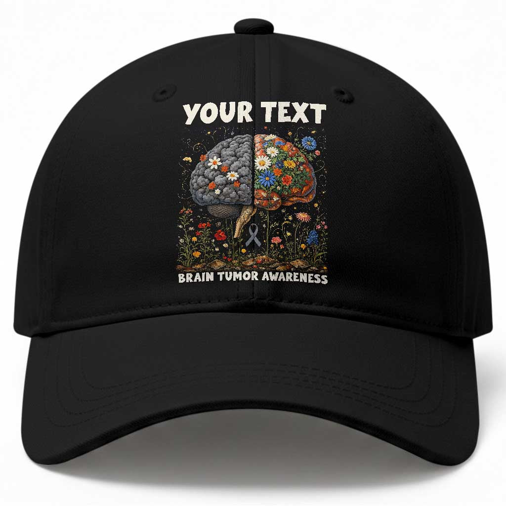 Personalized Brain Tumor Warrior Baseball Cap Custom Name Gray Ribbon Brain Cancer Awareness TS10 Print Your Wear