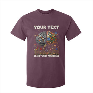 Personalized Brain Tumor Warrior T Shirt For Kid Custom Name Gray Ribbon Brain Cancer Awareness TS10 Maroon Print Your Wear