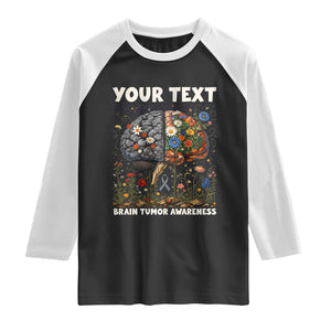 Personalized Brain Tumor Warrior Raglan Shirt Custom Name Gray Ribbon Brain Cancer Awareness TS10 Black White Print Your Wear