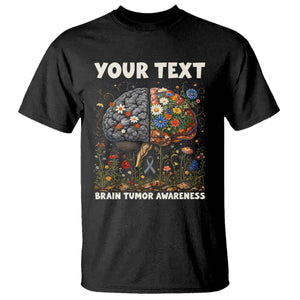 Personalized Brain Tumor Warrior T Shirt Custom Name Gray Ribbon Brain Cancer Awareness TS10 Black Print Your Wear