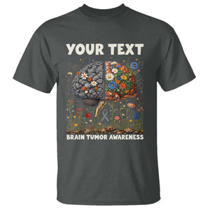 Personalized Brain Tumor Warrior T Shirt Custom Name Gray Ribbon Brain Cancer Awareness TS10 Dark Heather Print Your Wear