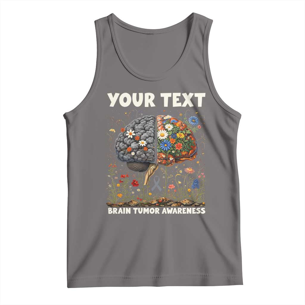 Personalized Brain Tumor Warrior Tank Top Custom Name Gray Ribbon Brain Cancer Awareness TS10 Deep Heather Print Your Wear