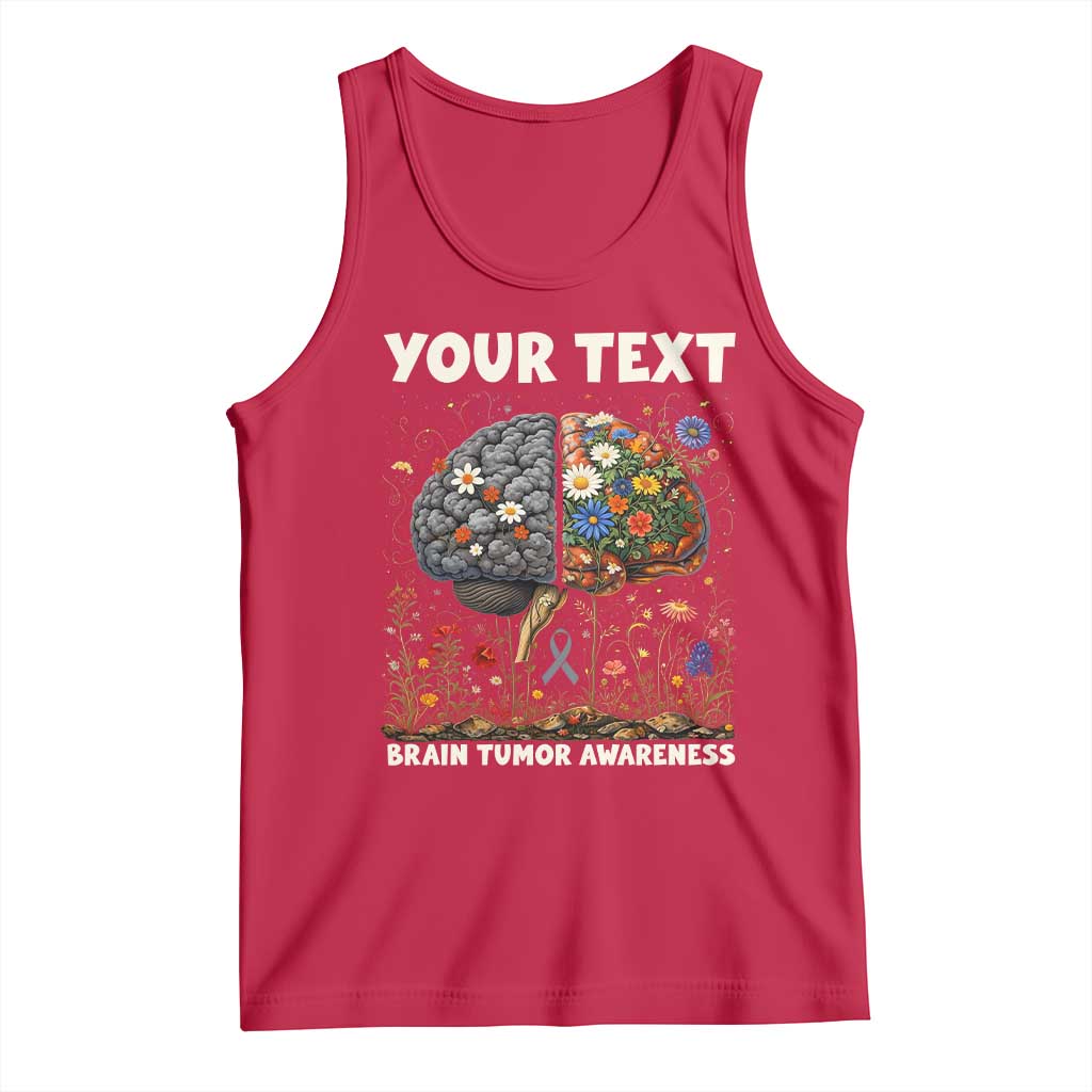 Personalized Brain Tumor Warrior Tank Top Custom Name Gray Ribbon Brain Cancer Awareness TS10 Red Print Your Wear