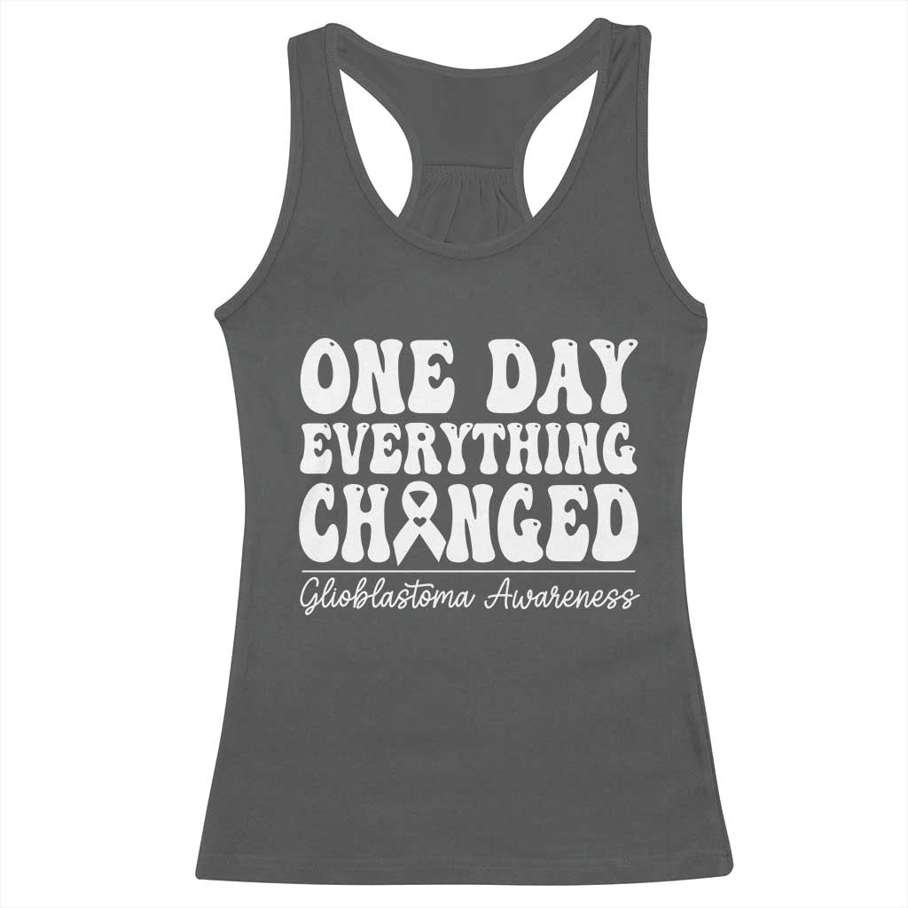Glioblastoma Awareness Racerback Tank Top Fight Brain Tumor Cure Groovy TS10 Dark Heather Print Your Wear