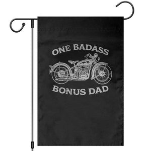 One Badass Bonus Dad Garden Flag Funny Stepdad Motorcycle Graphic Mens Biker TS10 Black Print Your Wear