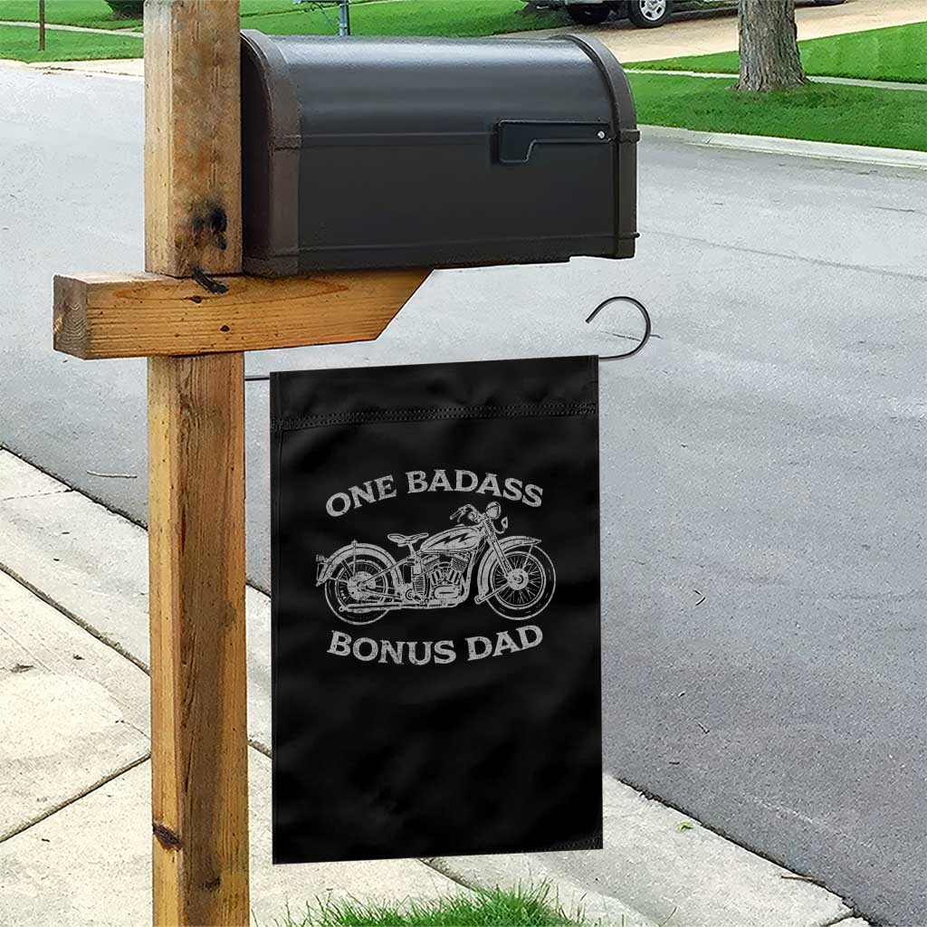 One Badass Bonus Dad Garden Flag Funny Stepdad Motorcycle Graphic Mens Biker TS10 Print Your Wear