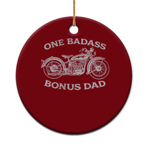 One Badass Bonus Dad Ceramic Ornament Funny Stepdad Motorcycle Graphic Mens Biker TS10 1pc Red Print Your Wear