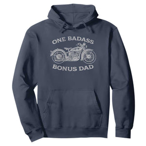 One Badass Bonus Dad Hoodie Funny Stepdad Motorcycle Graphic Mens Biker TS10 Navy Print Your Wear