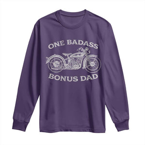 One Badass Bonus Dad Long Sleeve Shirt Funny Stepdad Motorcycle Graphic Mens Biker TS10 Purple Print Your Wear