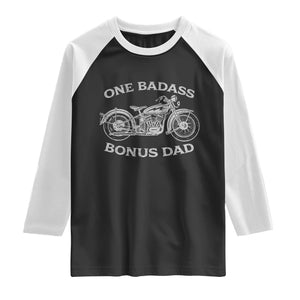 One Badass Bonus Dad Raglan Shirt Funny Stepdad Motorcycle Graphic Mens Biker TS10 Black White Print Your Wear