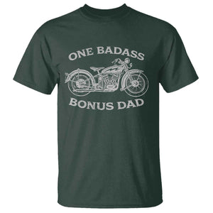 One Badass Bonus Dad T Shirt Funny Stepdad Motorcycle Graphic Mens Biker TS10 Dark Forest Green Print Your Wear